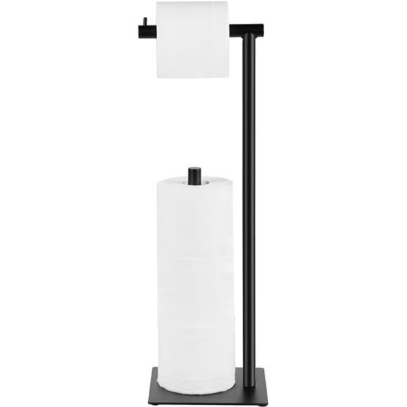 Black Toilet Paper Holder Stand, Bathroom Toilet Tissue Paper Roll Storage
